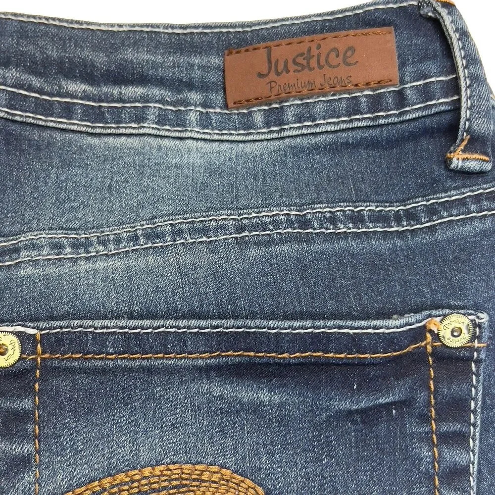 Justice Premium Girls Denim Blue Jeans Simply Low Super Skinny‎ Size 14R